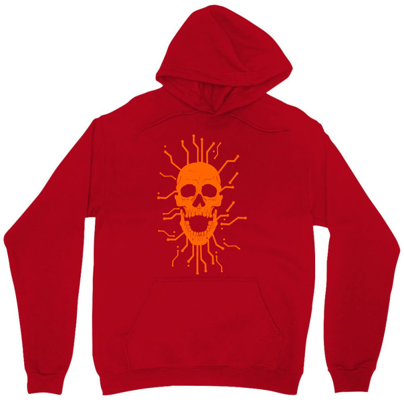 Cyber Skull Orange Unisex Hoodie | Artistshot