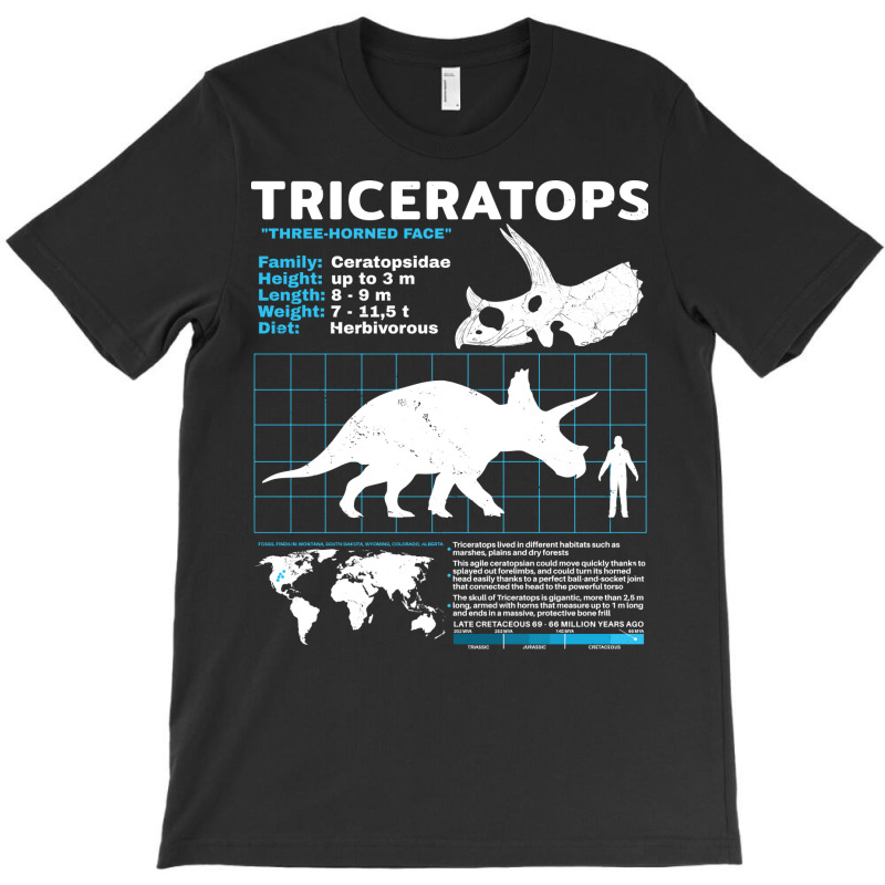 Triceratops Fact Sheet Green T-shirt | Artistshot