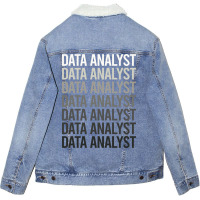 Gray Text Data Analyst Unisex Sherpa-lined Denim Jacket | Artistshot