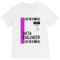 Plane Ticket Pocket Design Data Engineer Retro V-neck Tee | Artistshot