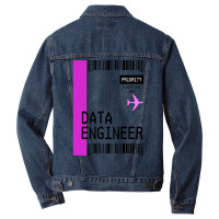 Plane Ticket Pocket Design Data Engineer Retro Men Denim Jacket | Artistshot