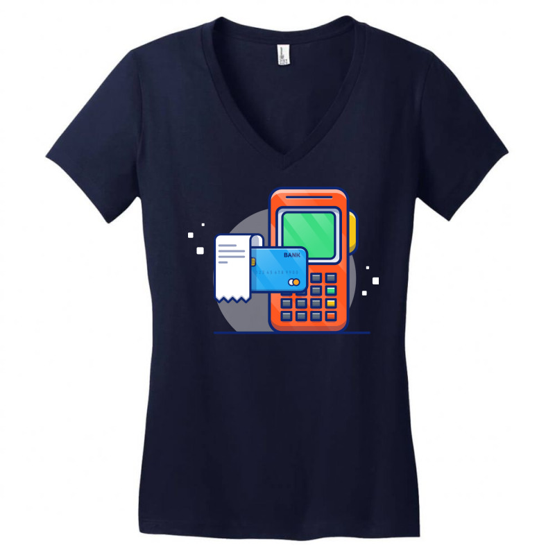 Electronic Data Capture Receipt And Bank Card Cart Women's V-Neck T-Shirt by onkeimbomat | Artistshot