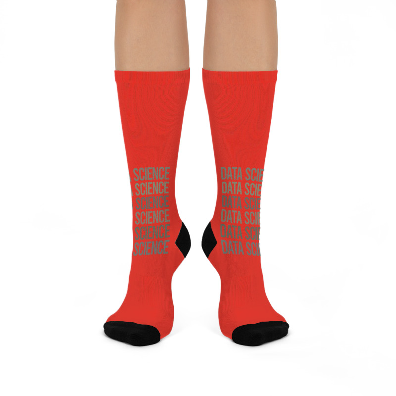 Gray Text Art Data Science Red Crew Socks | Artistshot