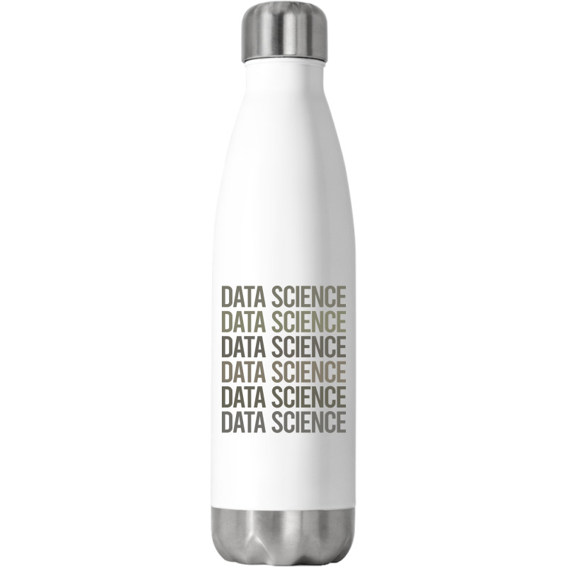 Gray Text Art Data Science Red Stainless Steel Water Bottle | Artistshot