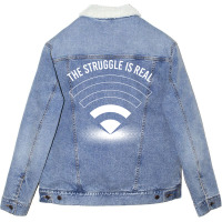 The Struggle Is Real Funny Programmer Gamer Unisex Sherpa-lined Denim Jacket | Artistshot