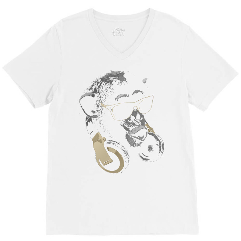 Monkey Dj Bling V-neck Tee | Artistshot