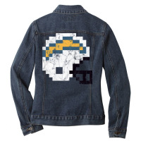 La Chargers Distressed Football Helmet Ladies Denim Jacket | Artistshot