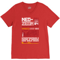 Neo Zeon   Mobile Suit Sazabi   Vintage Distressed V-neck Tee | Artistshot