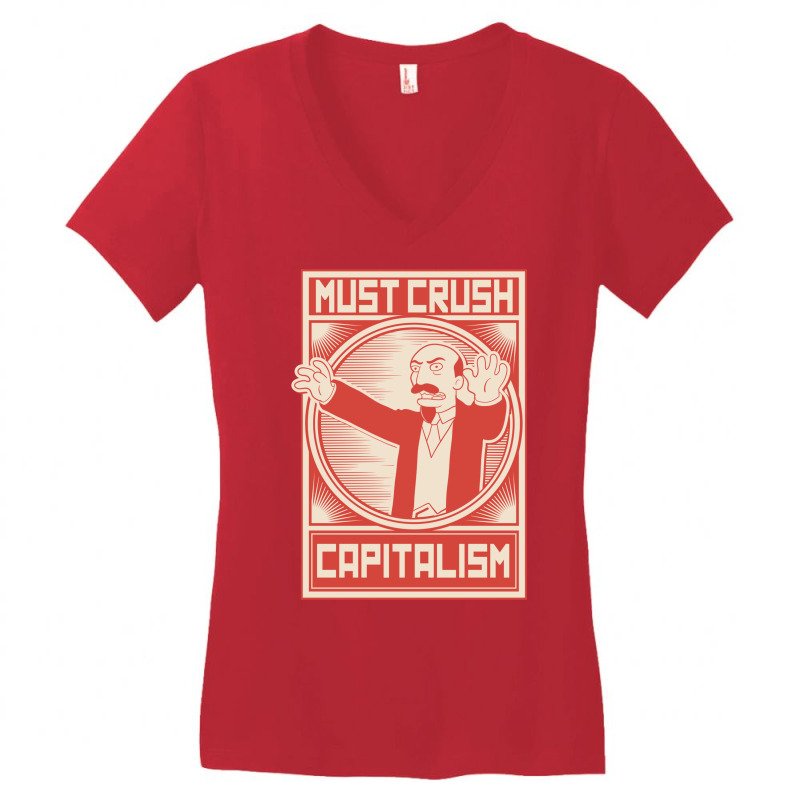 Must Crush Capitalism Women's V-Neck T-Shirt by delhayeidai | Artistshot