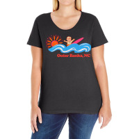 Outer Banks, Nc   Original Retro Style Surf Beach Ladies Curvy T-shirt | Artistshot