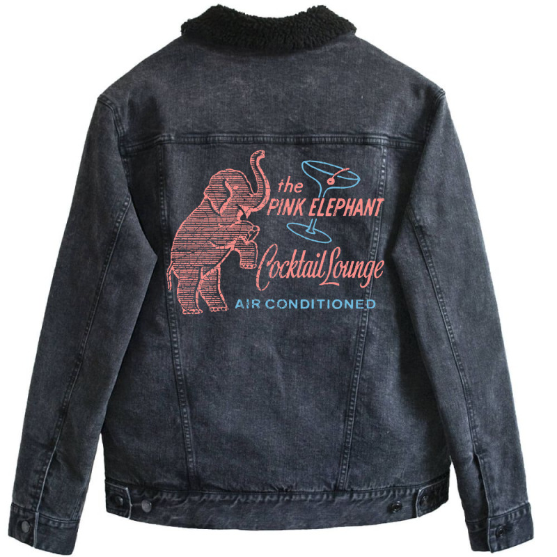 Pink Elephant Cocktail Lounge Unisex Sherpa-lined Denim Jacket | Artistshot