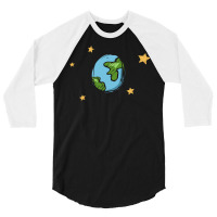 Earth Cartoon Blue 3/4 Sleeve Shirt | Artistshot