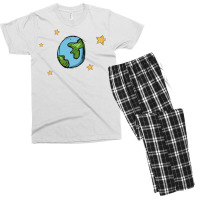 Earth Cartoon Blue Men's T-shirt Pajama Set | Artistshot