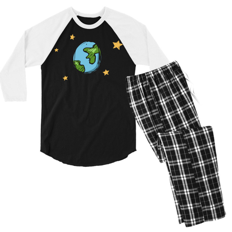 Earth Cartoon Blue Men's 3/4 Sleeve Pajama Set by howedatooruu | Artistshot