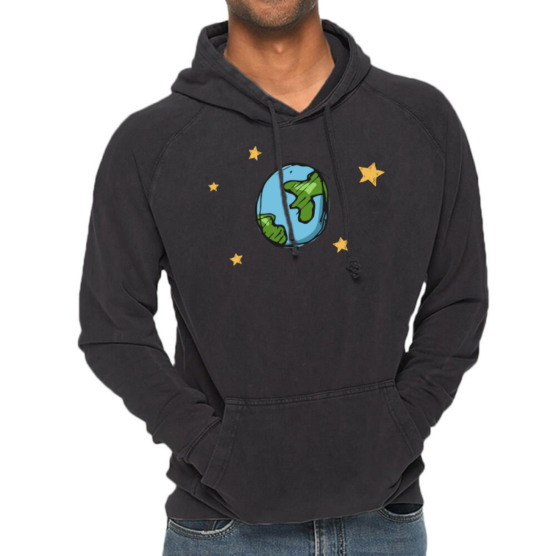 Earth Cartoon Blue Vintage Hoodie by howedatooruu | Artistshot