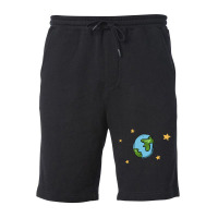 Earth Cartoon Blue Fleece Short | Artistshot