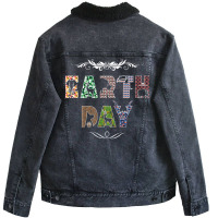 Earth Day Hipster Red Unisex Sherpa-lined Denim Jacket | Artistshot