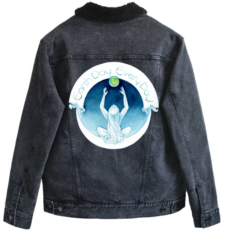 Earth Day Every Day Blue Unisex Sherpa-Lined Denim Jacket by azawadfedinx | Artistshot