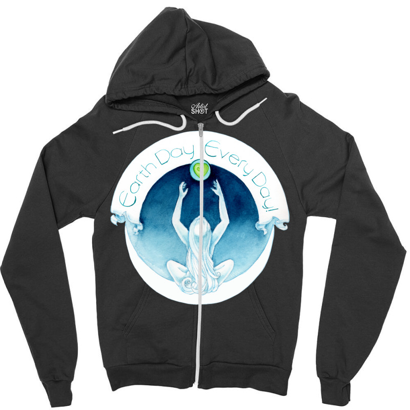 Earth Day Every Day Blue Zipper Hoodie by azawadfedinx | Artistshot