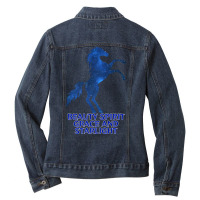 Midnight Sapphire Blue Starry Night Sky Milky Way Ladies Denim Jacket | Artistshot