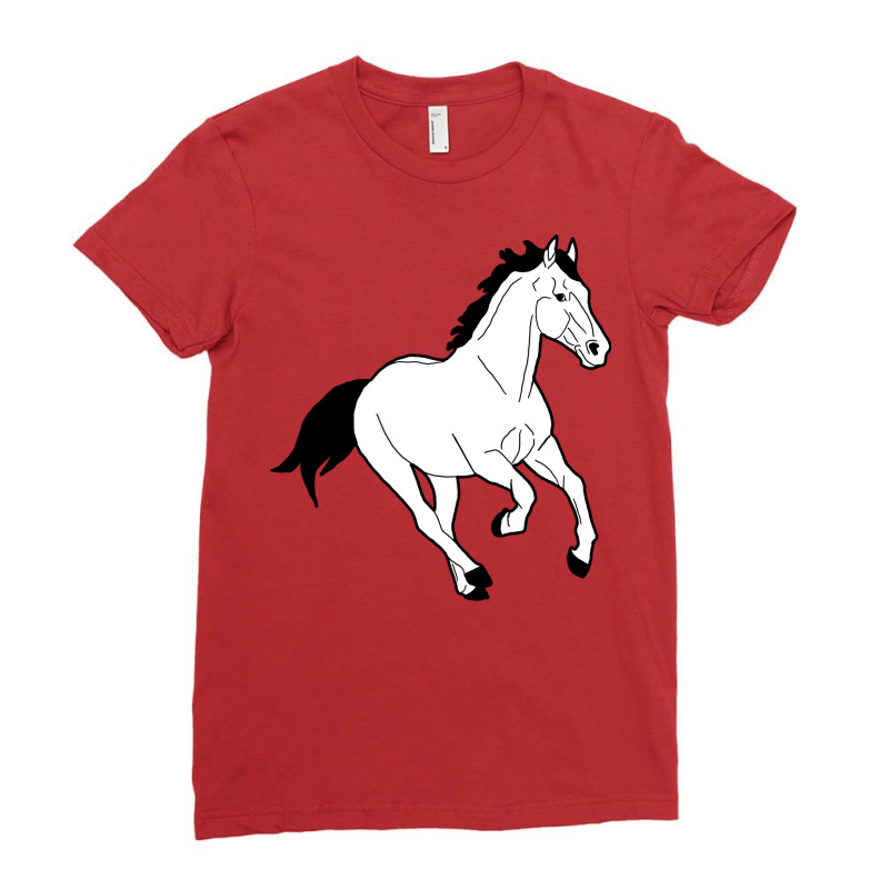 Horse Line Drawing Nature Ladies Fitted T-Shirt by smakmayteo | Artistshot