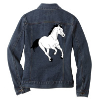 Horse Line Drawing Nature Ladies Denim Jacket | Artistshot