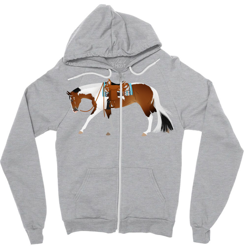 Tobiano Western Pleasure Horse Equine Rampaige Cut Zipper Hoodie by mnoodincicr | Artistshot