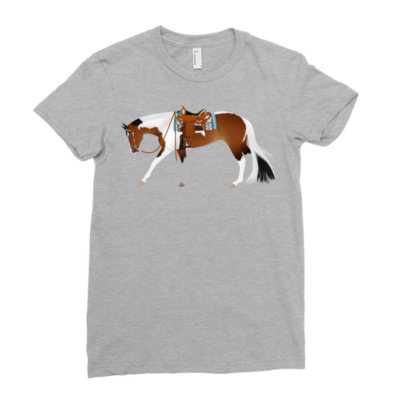 Tobiano Western Pleasure Horse Equine Rampaige Cut Ladies Fitted T-Shirt by mnoodincicr | Artistshot