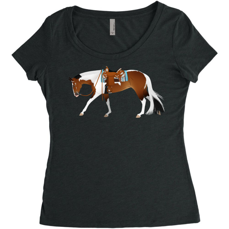 Tobiano Western Pleasure Horse Equine Rampaige Cut Women's Triblend Scoop T-shirt by mnoodincicr | Artistshot