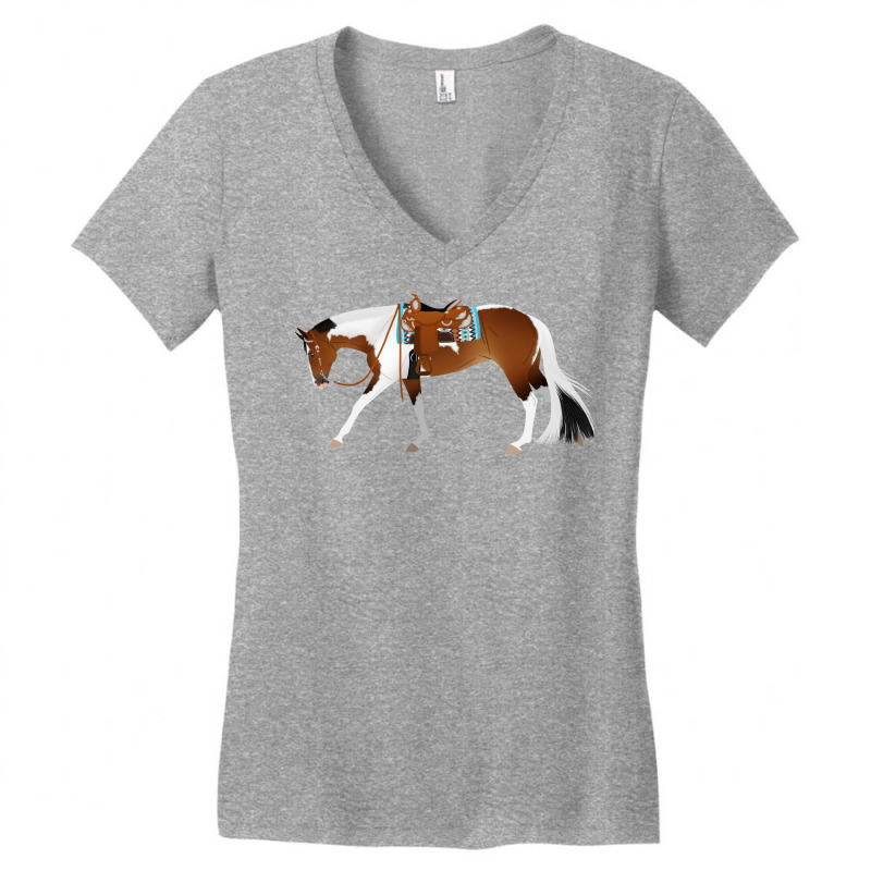 Tobiano Western Pleasure Horse Equine Rampaige Cut Women's V-Neck T-Shirt by mnoodincicr | Artistshot