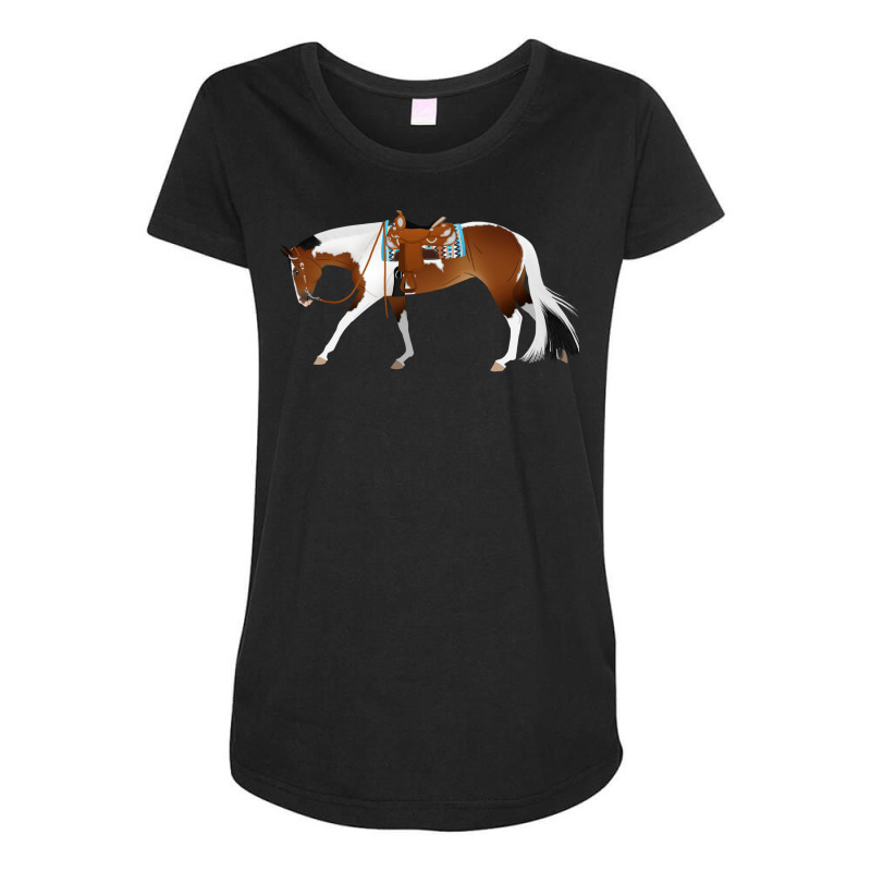 Tobiano Western Pleasure Horse Equine Rampaige Cut Maternity Scoop Neck T-shirt by mnoodincicr | Artistshot