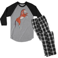 Paint Red Horse Love Aesthetic Men's 3/4 Sleeve Pajama Set | Artistshot