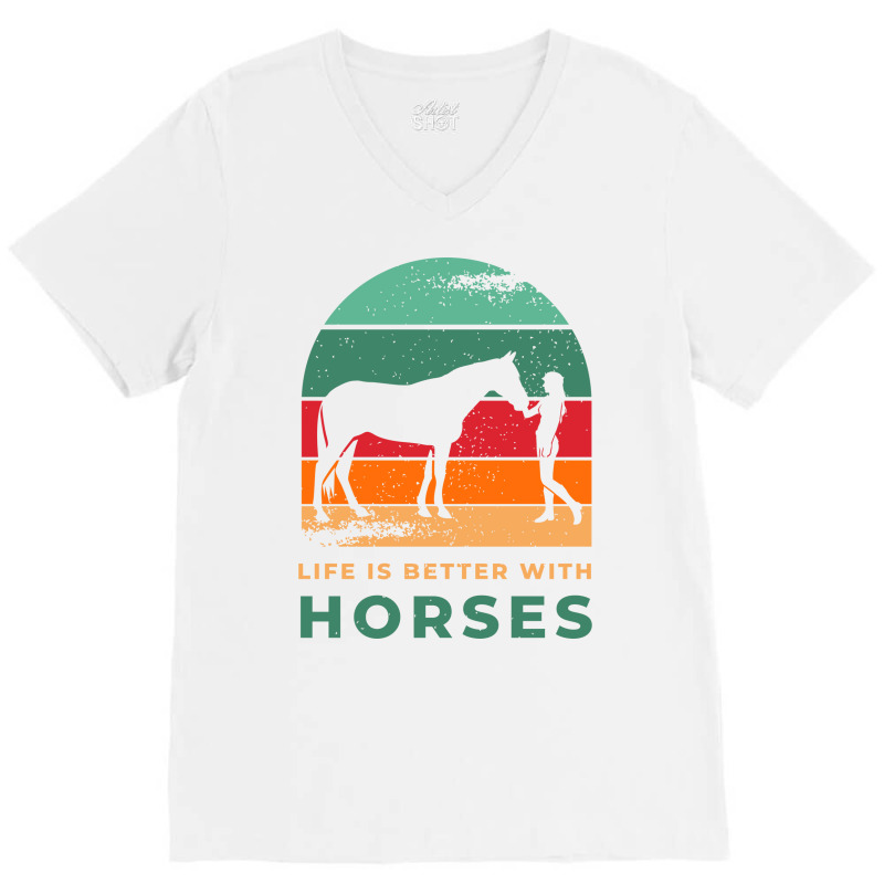 Equestrian Gallop Horse Gift For Horseman And Hors V-Neck Tee by wsletiguuri | Artistshot