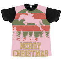 Merry Christmas Dressage Equestrian Xmas Tree Yell Graphic T-shirt | Artistshot