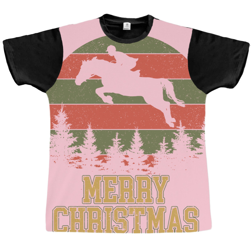 Merry Christmas Dressage Equestrian Xmas Tree Yell Graphic T-shirt | Artistshot