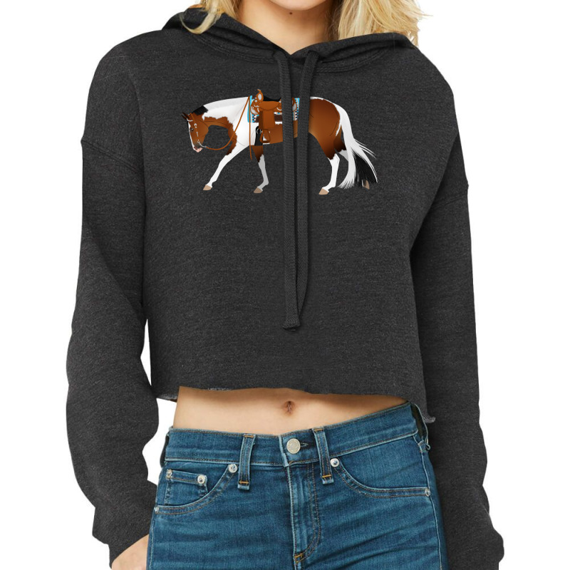 Tobiano Western Pleasure Horse Equine Rampaige Cropped Hoodie by asaquegaikad | Artistshot