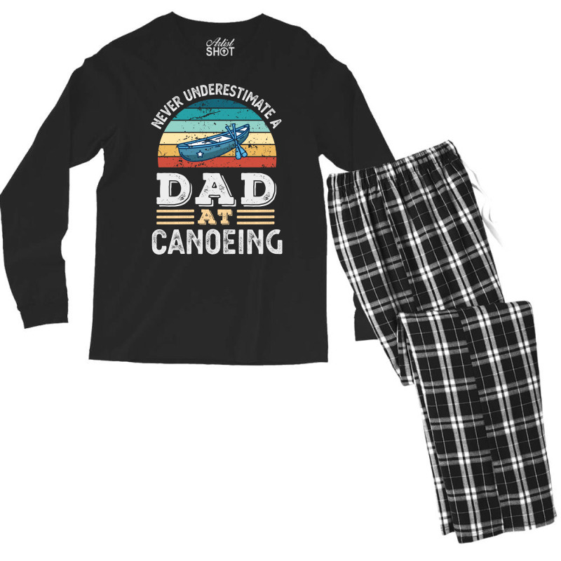 Funny Dad At Canoeing Fathers Day Gift Men 80s Men's Long Sleeve Pajama Set | Artistshot