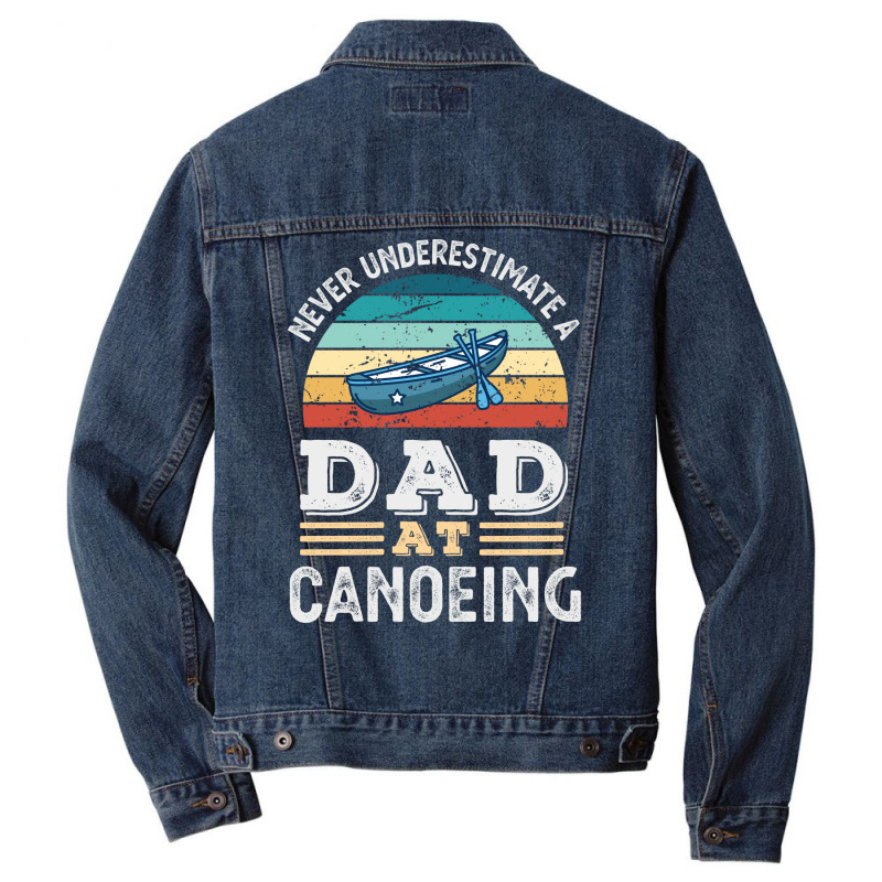 Funny Dad At Canoeing Fathers Day Gift Men 80s Men Denim Jacket | Artistshot