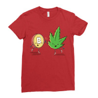 Bitcoin And Cannabis Humor Ladies Fitted T-shirt | Artistshot