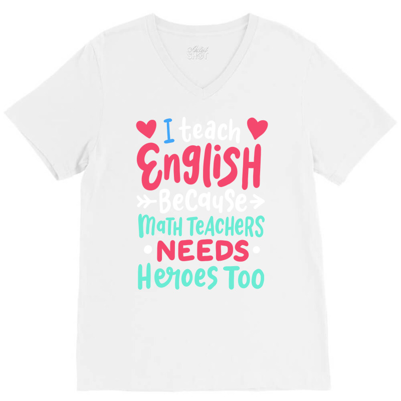 English Teacher Funny Teaching Green V-neck Tee | Artistshot