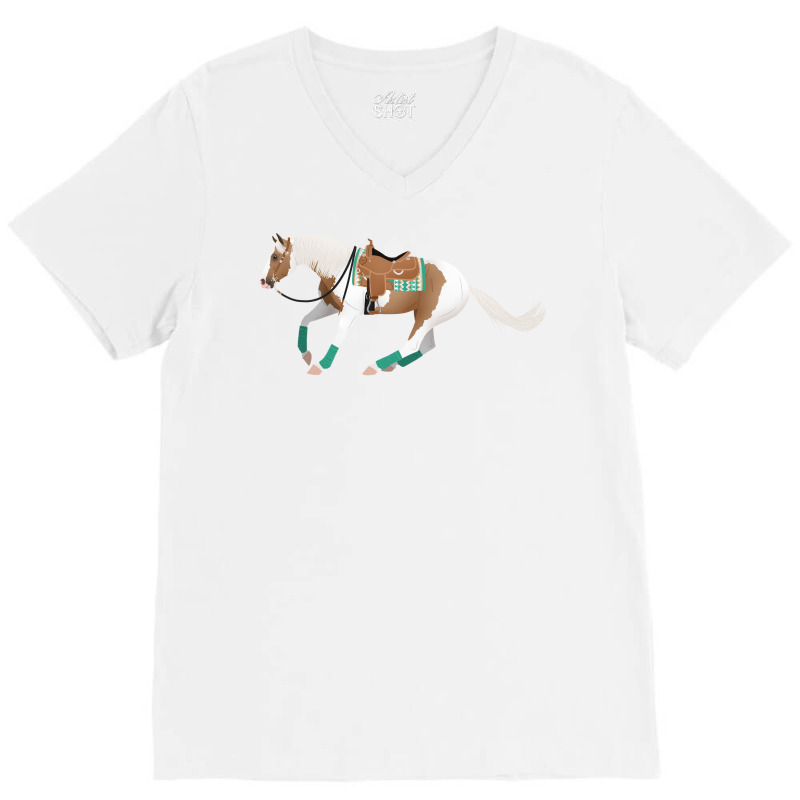 Pinto Reining Horse Equine Rampaige Yellow V-neck Tee | Artistshot