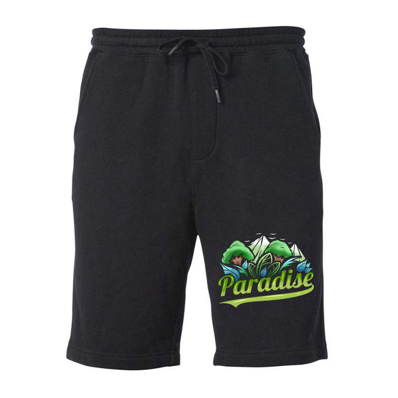 Paradise With Trees And Mountains For Earth Day St Fleece Short | Artistshot