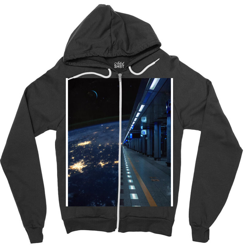 Space Station Cool Zipper Hoodie | Artistshot