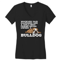 English Bulldog Diamonds Are A Girls Best Friend Women's V-neck T-shirt | Artistshot