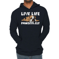 English Bulldog English Bulldog Live Life Pawsitiv Lightweight Hoodie | Artistshot