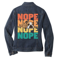 English Bulldog English Bulldog Nope Summer Ladies Denim Jacket | Artistshot