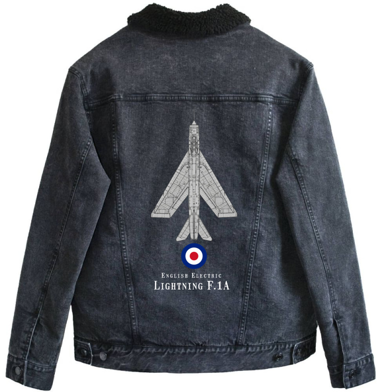 English Electric Lightning Jet Fighter Tech Drawin Unisex Sherpa-lined Denim Jacket | Artistshot