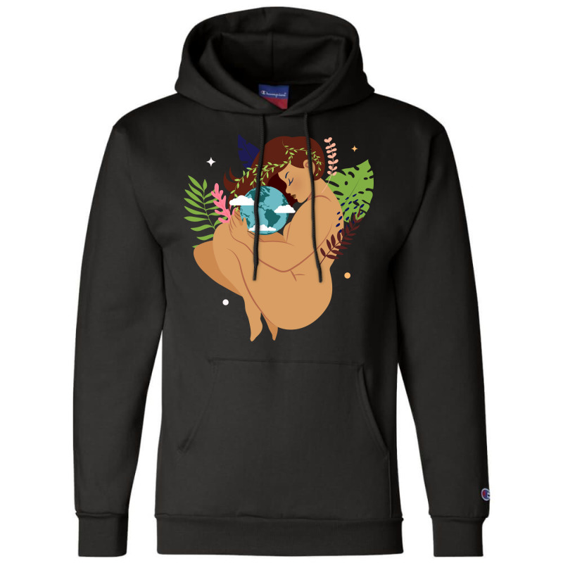 Brown Skinned Mother Earth Hipster Champion Hoodie | Artistshot