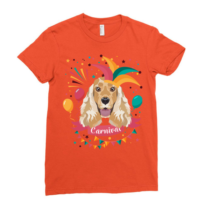 English Cocker Spaniel Carnival Madi Gras Humor Ladies Fitted T-Shirt by pislarjalopa | Artistshot