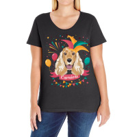 English Cocker Spaniel Carnival Madi Gras Humor Ladies Curvy T-shirt | Artistshot